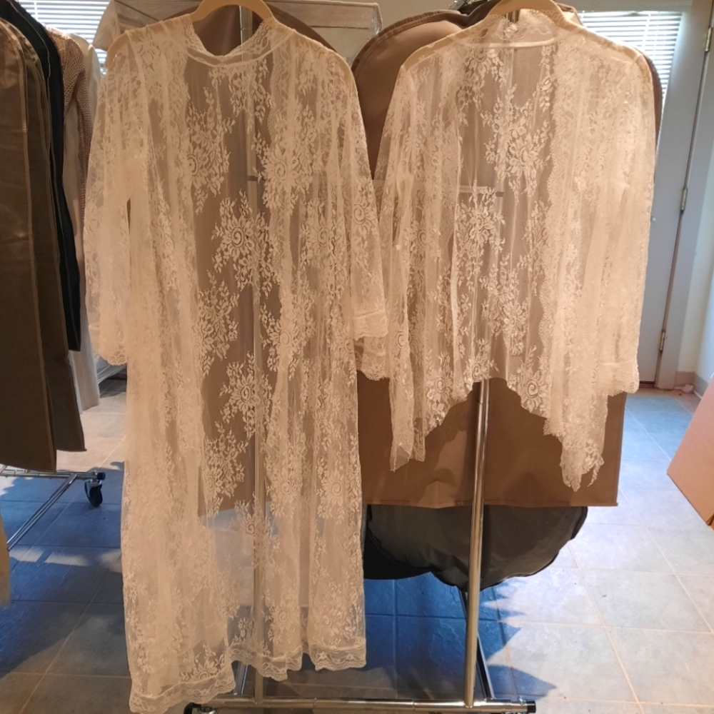 TWO Silk Robes Sz S White